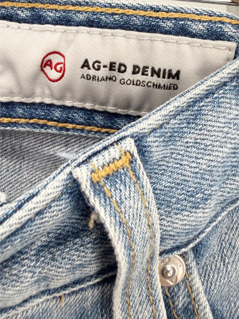 AG Adriano Goldschmied The Mari High Rise Straight Jean Raw Hem 2-Tone 28R - Picture 4 of 11